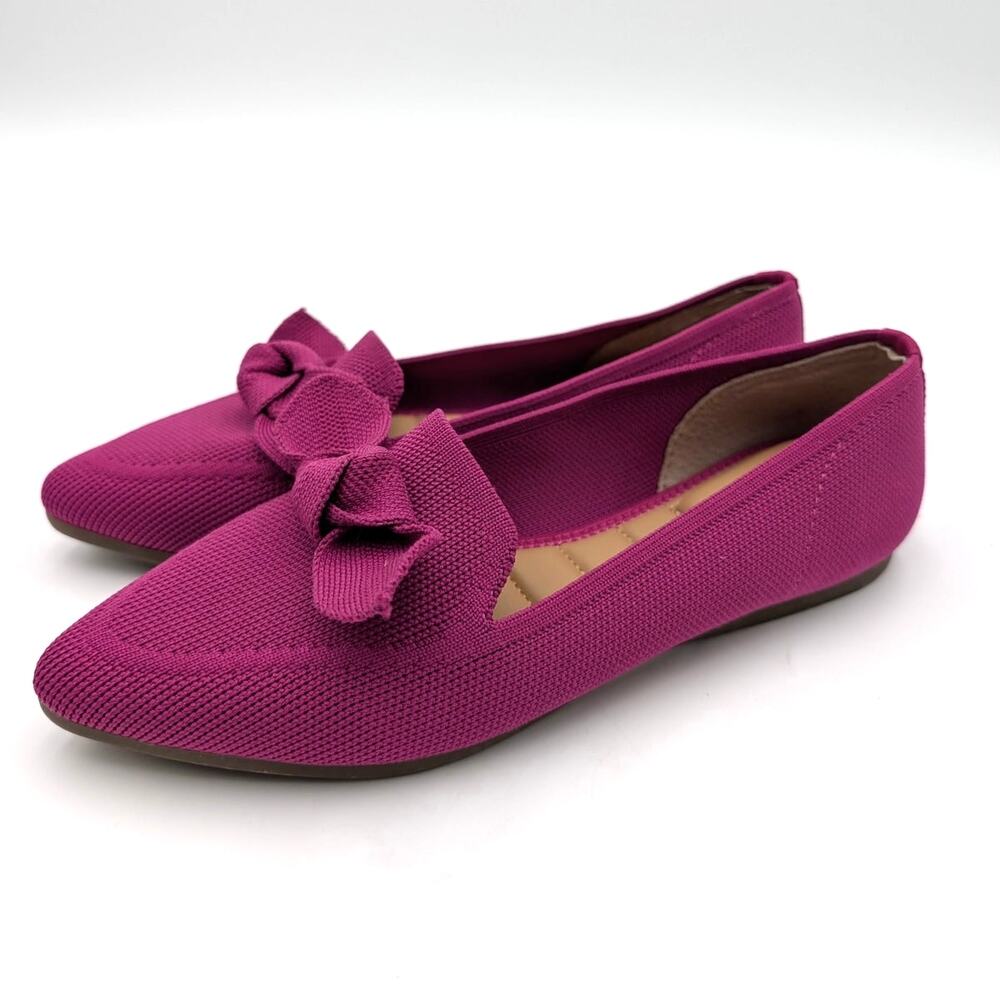 Me Too Annora Bow Pointed Toe Flats Women's Dark Magenta Size US6M EU36.5